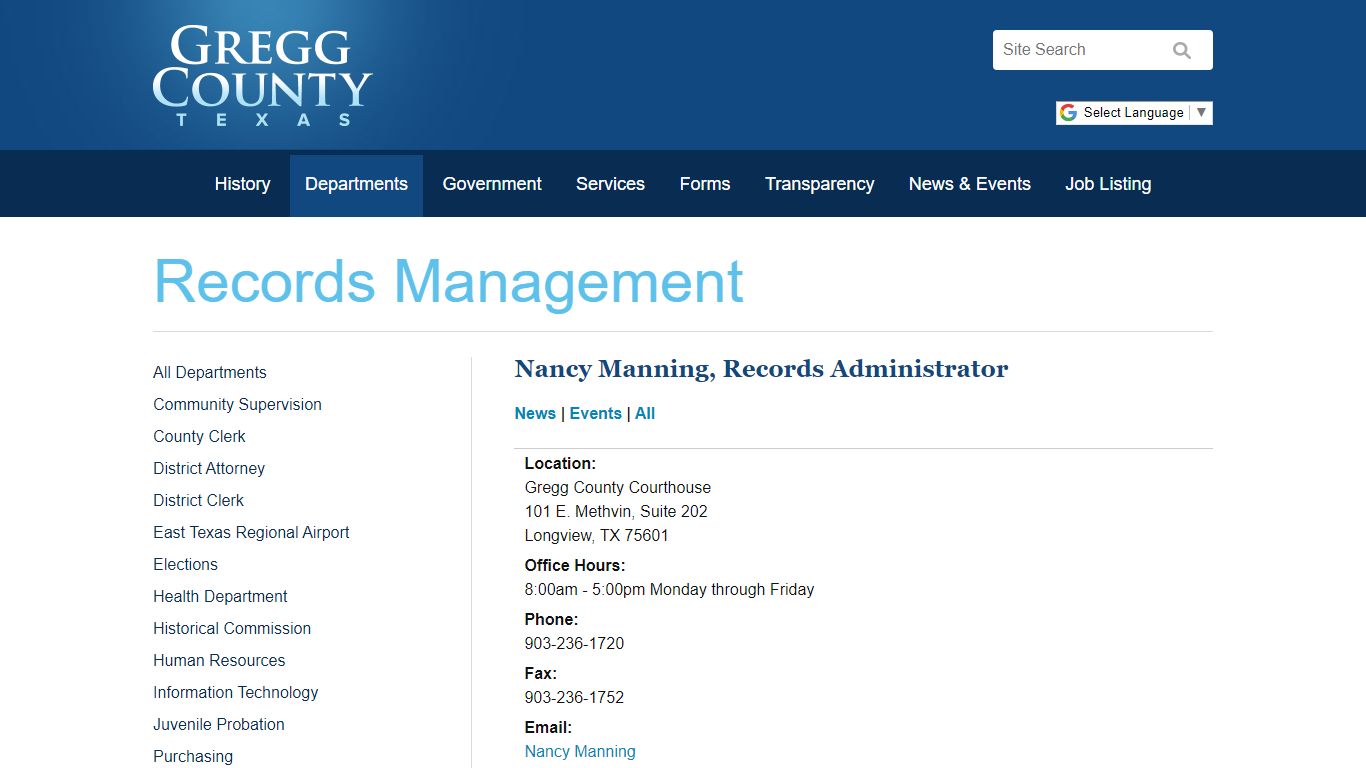 Records Management | Gregg County